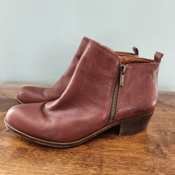 Red Cognac Leather Booties - Picture 2 of 7